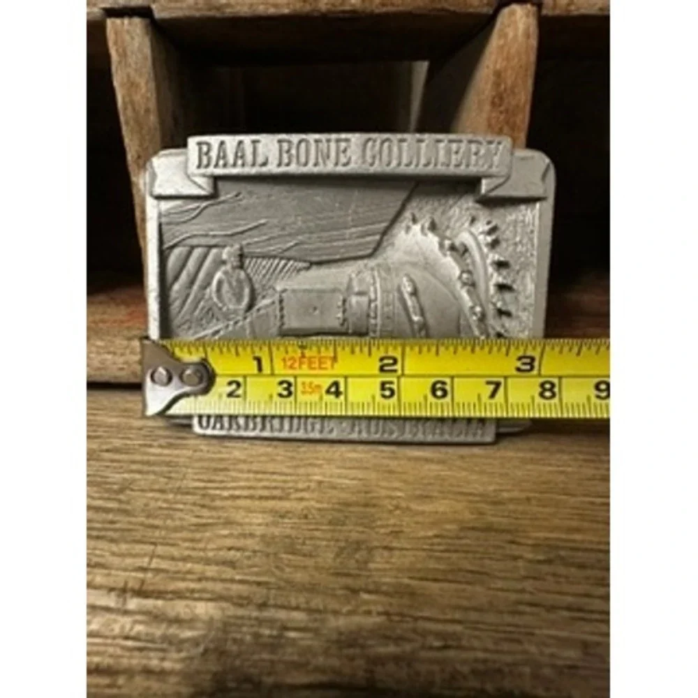 Vintage Baal Bone Colliery Oakbridge Australia Pewter Belt Buckle Benson House